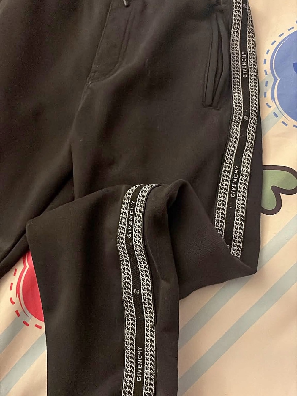 Givenchy Black Sweatpants with White Logo Tape